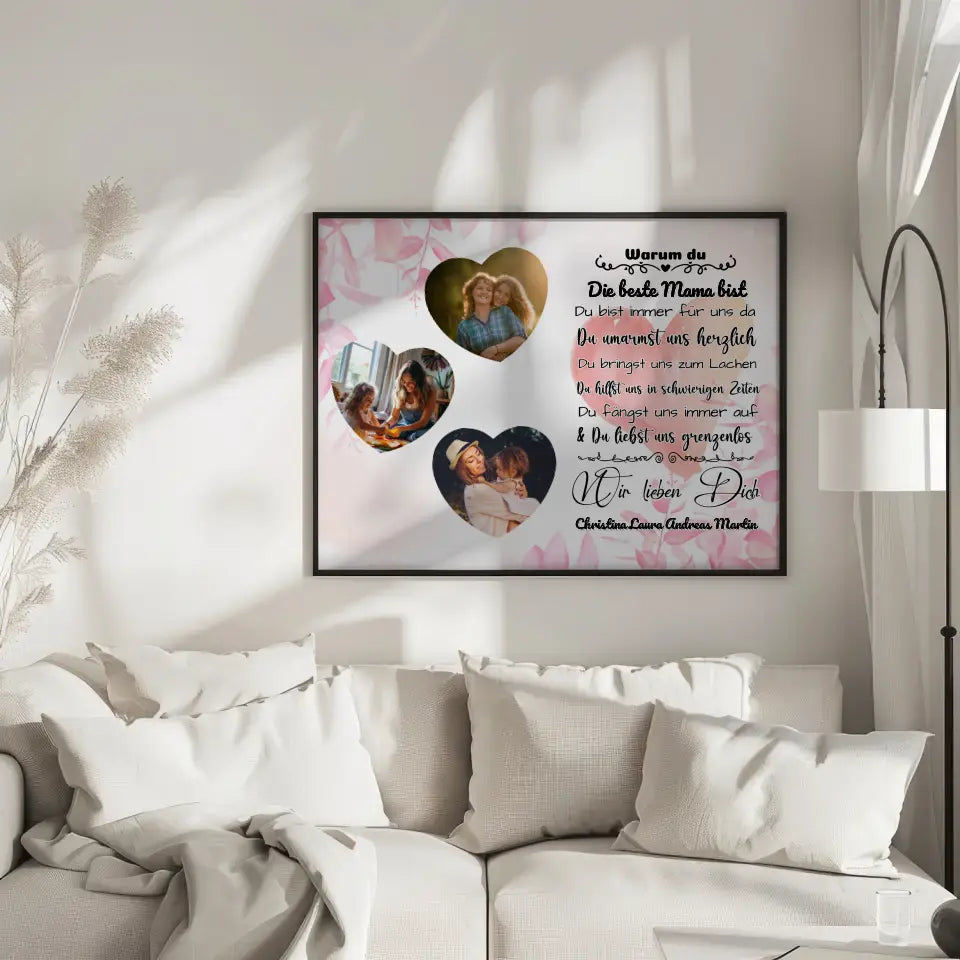 Poster mit 3 Fotos Mama Ich liebe Dich