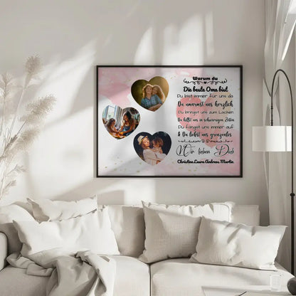 Poster mit 3 Herz Fotos Oma Warum du die beste bist