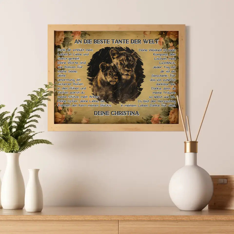 Poster mit Löwen für Tante Danke für alles mit Löwen Bild