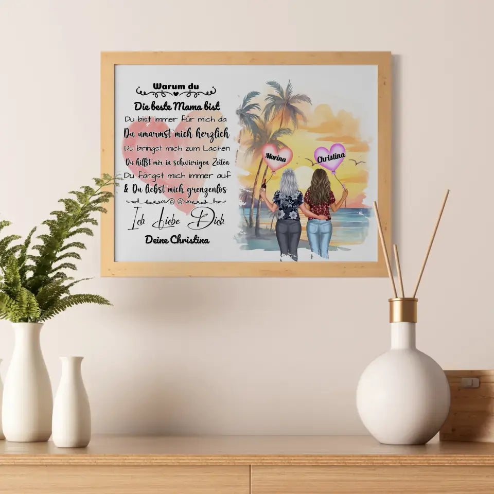 Poster Warum du die beste Mama bist mit personalisierten Figuren