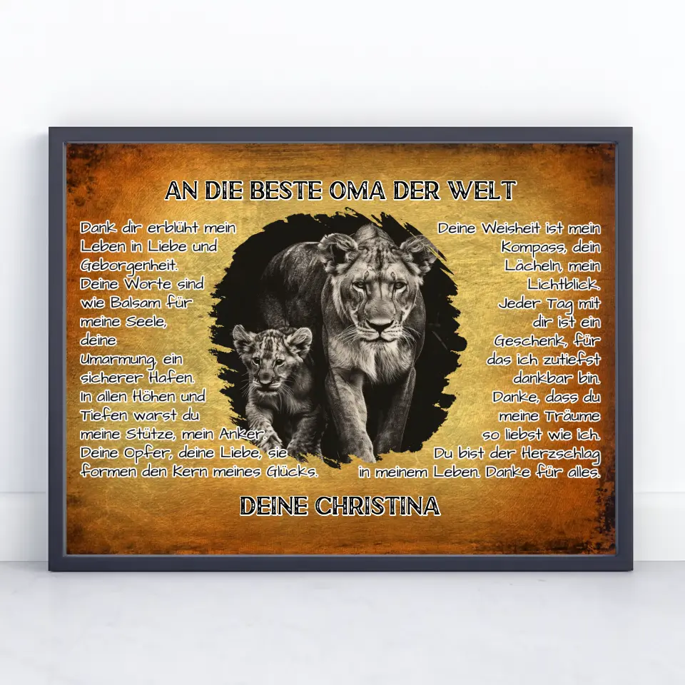 Poster mit Löwen für Oma Danke für alles mit Löwen Bild