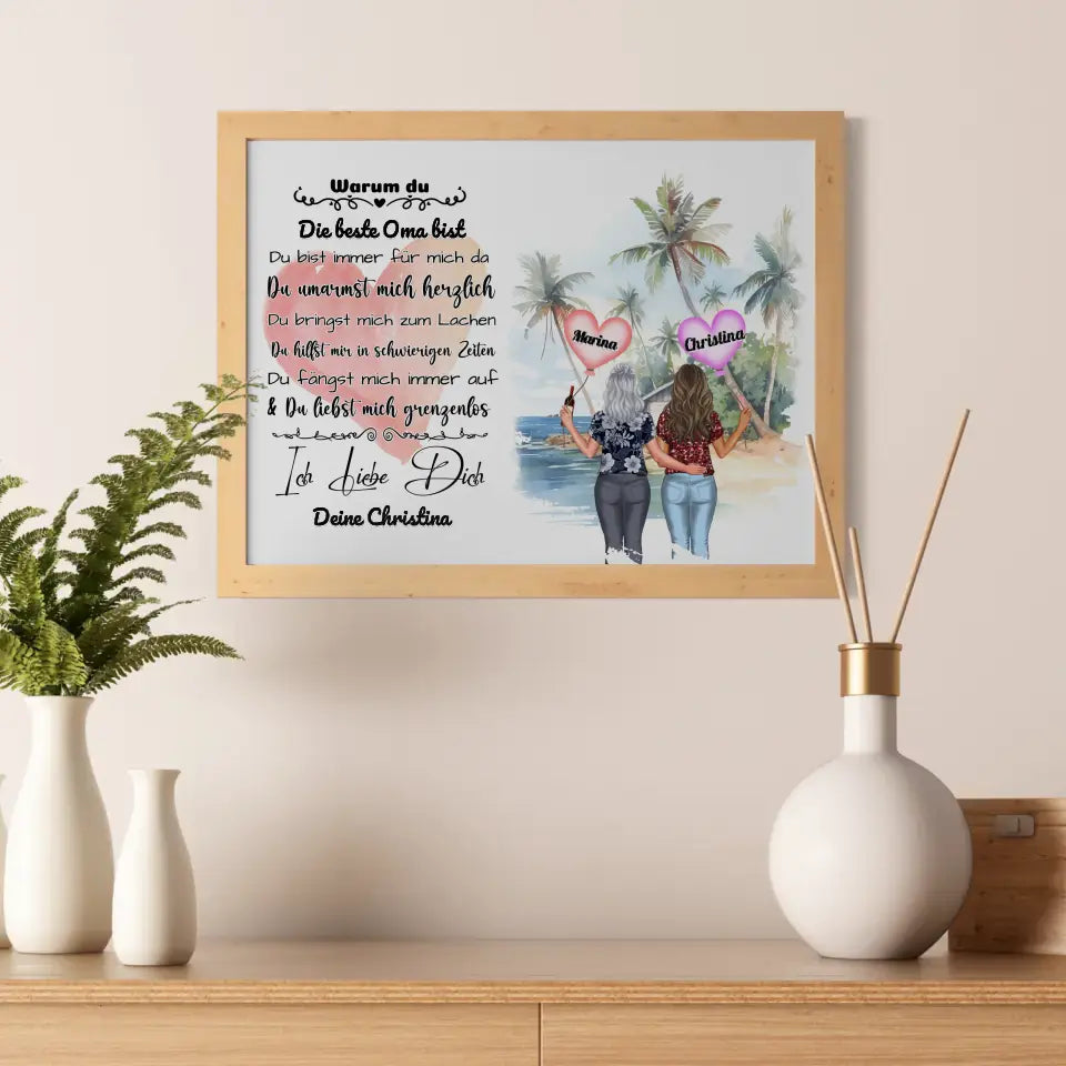 Personalisiertes Poster Oma Ich liebe Dich Personalisiert