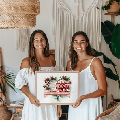 Poster Rosenherz für Patentante Du bist unsere Welt