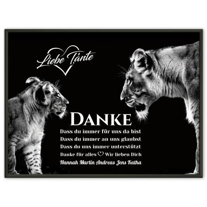 Löwen Poster Schwarz Weiß Tante Du bist immer für uns da