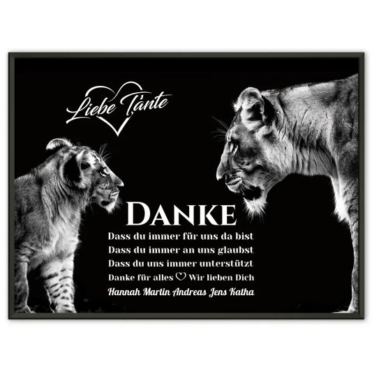 Löwen Poster Schwarz Weiß Tante Du bist immer für uns da