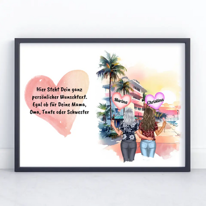 Wunschtext Poster Tante mit personalisierten Figuren