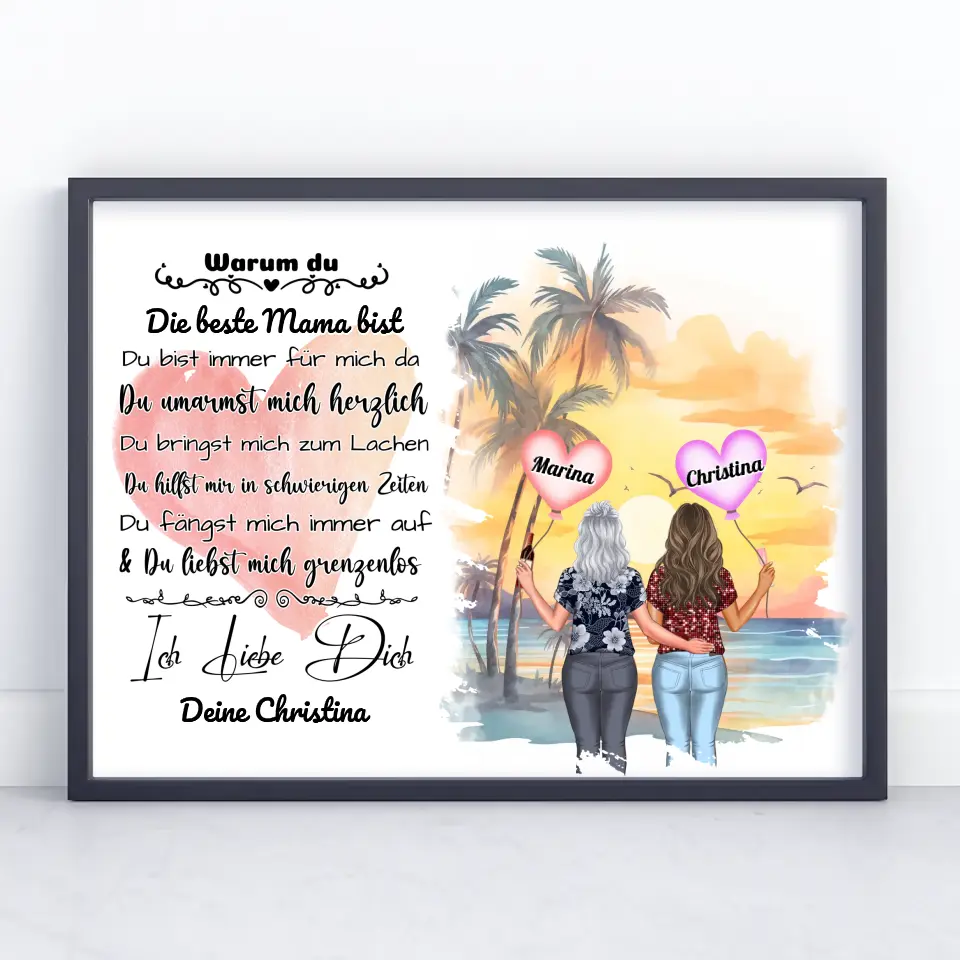 Poster Warum du die beste Mama bist mit personalisierten Figuren