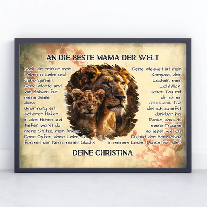 Personalisiertes Poster Danke für alles Mama mit Löwen Bild 6