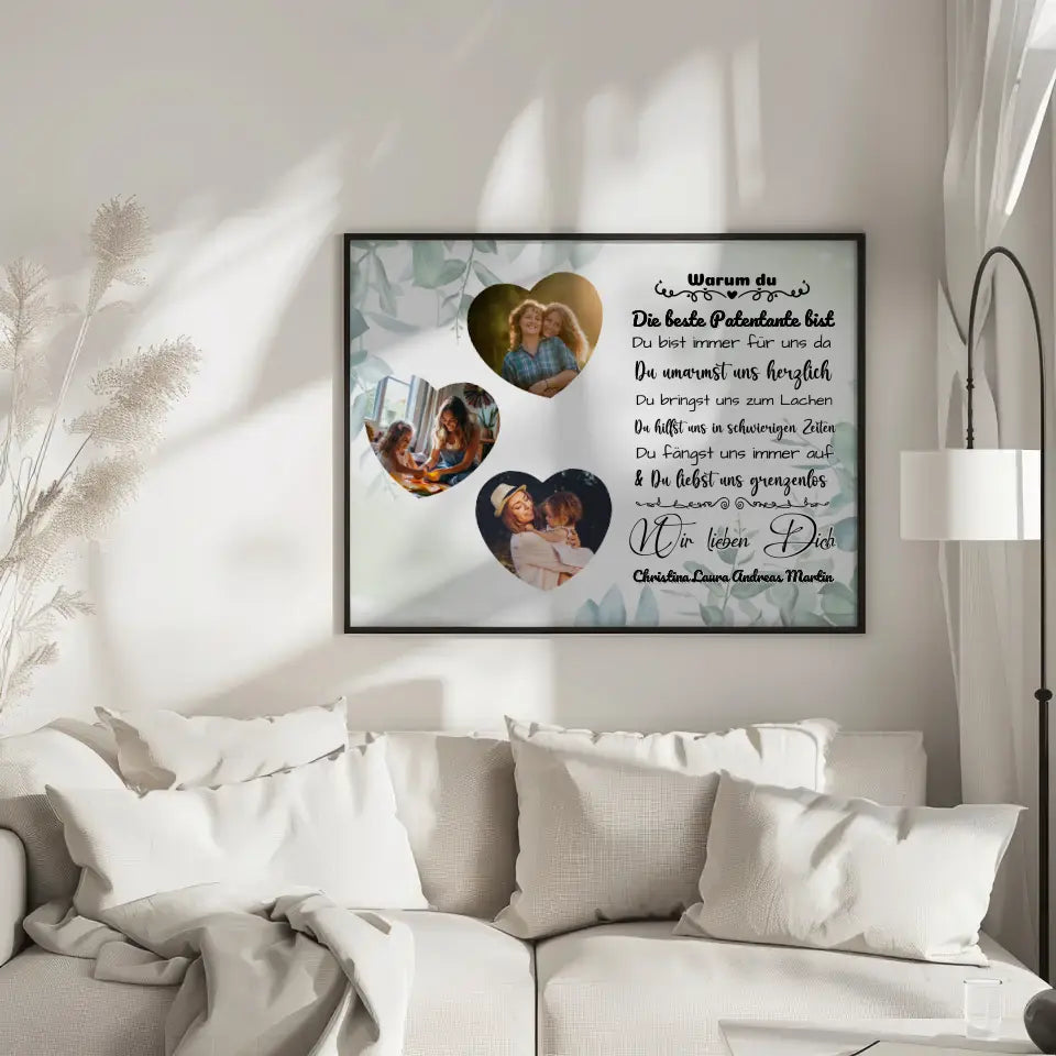 Poster mit 3 Fotos für Patentante Ich liebe Dich