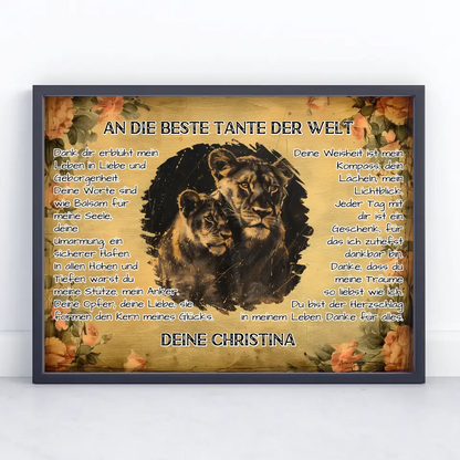 Poster mit Löwen für Tante Danke für alles mit Löwen Bild