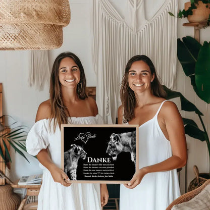 Löwen Poster Schwarz Weiß Tante Du bist immer für uns da