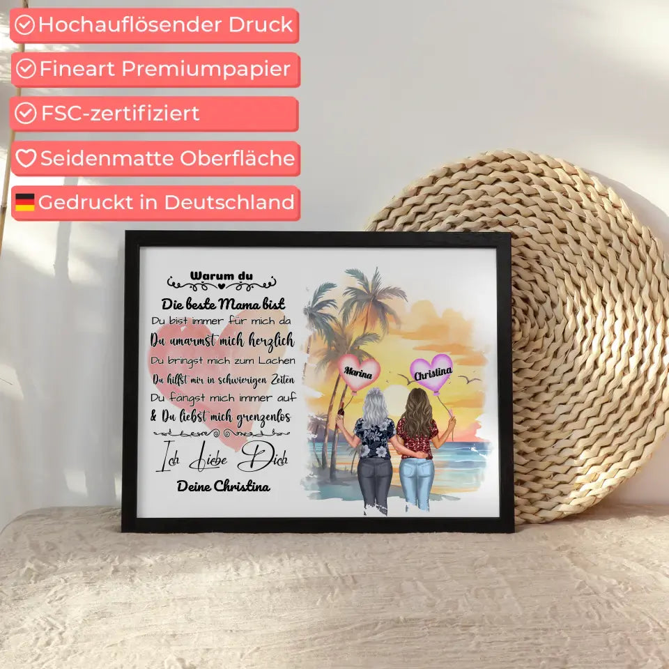 Poster Warum du die beste Mama bist mit personalisierten Figuren