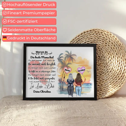 Poster Warum du die beste Mama bist mit personalisierten Figuren