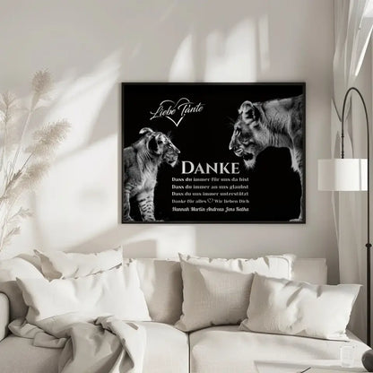 Löwen Poster Schwarz Weiß Tante Du bist immer für uns da