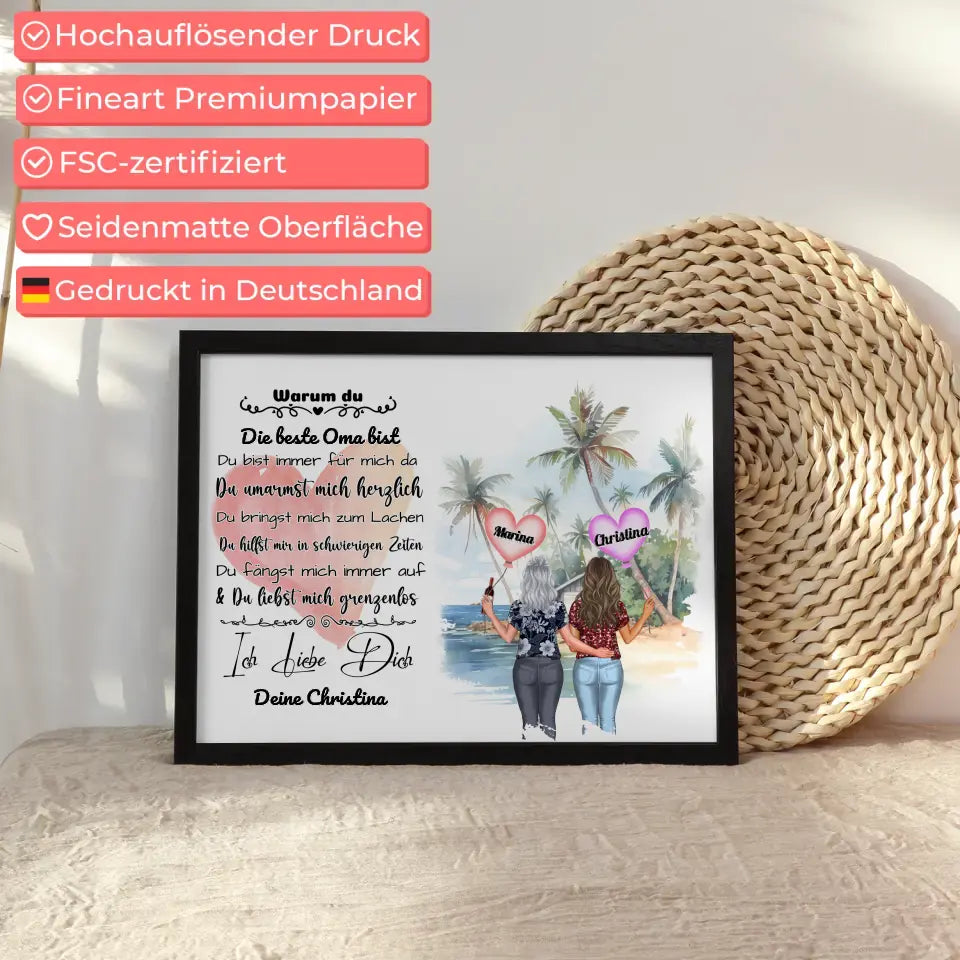 Personalisiertes Poster Oma Ich liebe Dich Personalisiert