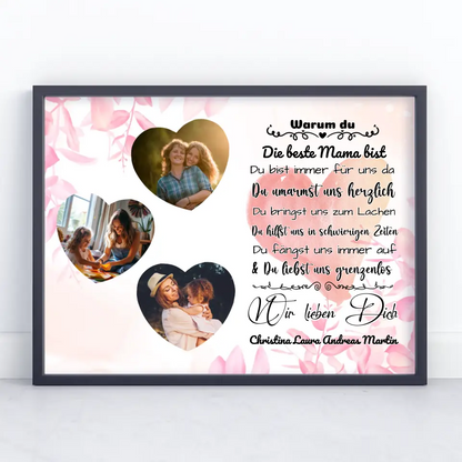 Poster mit 3 Fotos Mama Ich liebe Dich