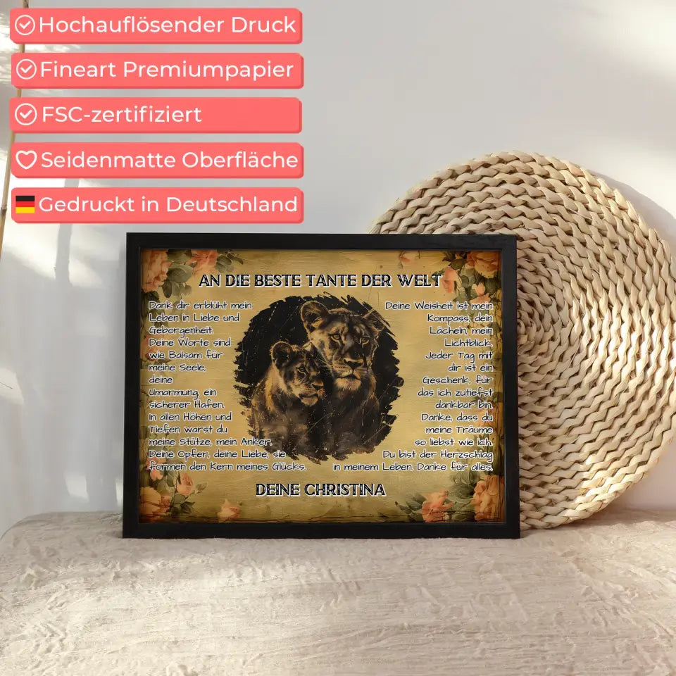 Poster mit Löwen für Tante Danke für alles mit Löwen Bild