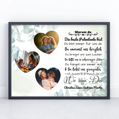 Poster mit 3 Fotos für Patentante Ich liebe Dich