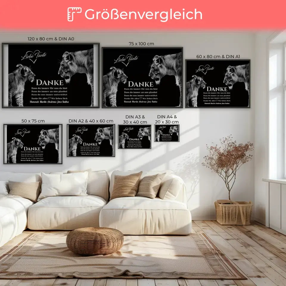 Löwen Poster Schwarz Weiß Tante Du bist immer für uns da