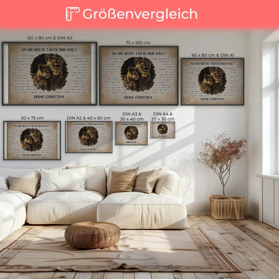Personalisiertes Poster Tante Danke für alles mit Löwen Bild