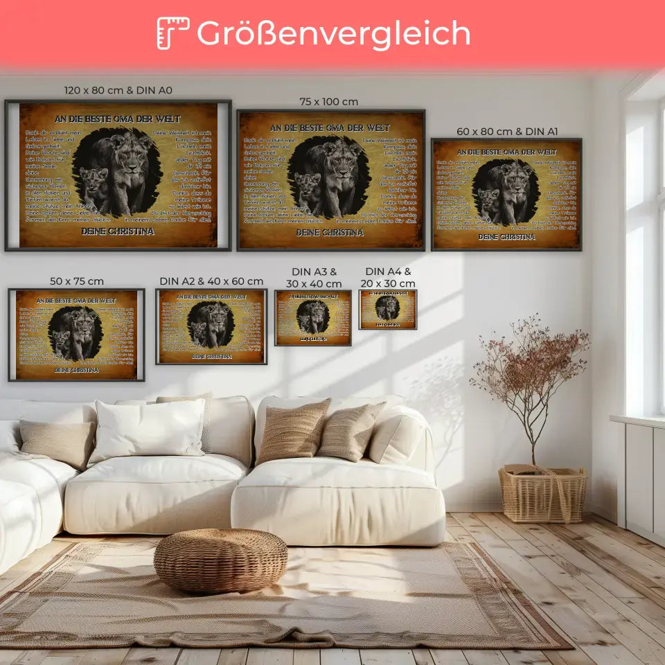 Poster mit Löwen für Oma Danke für alles mit Löwen Bild