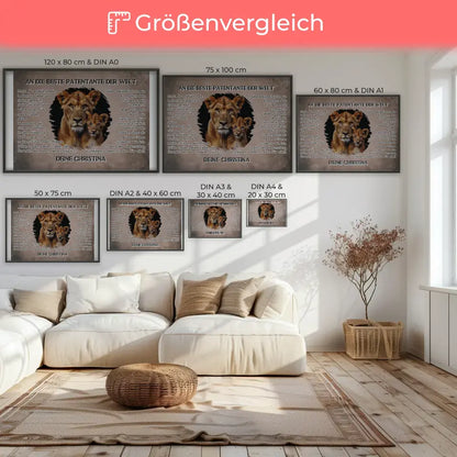 Poster mit Löwen für Patentante Danke für alles mit Löwen Bild