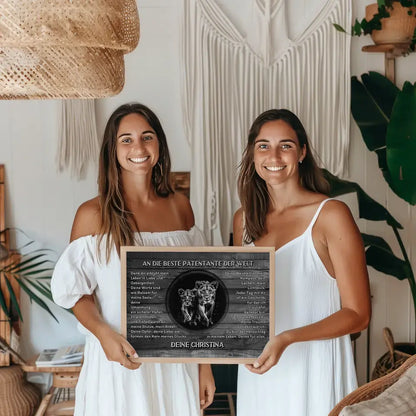 Dankes Poster mit Löwen für Patentante Schwarz Weiß