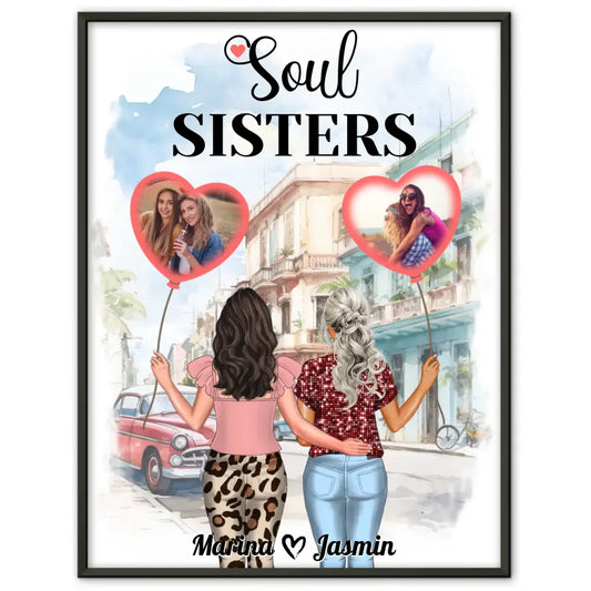 Personalisiertes Poster Beste Freundin Soul Sisters und Fotos