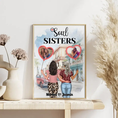 Personalisiertes Poster Beste Freundin Soul Sisters und Fotos