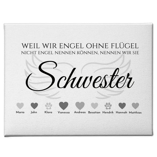 Leinwand Geschenk Engel ohne Flügel Schwester Personalisiert 1