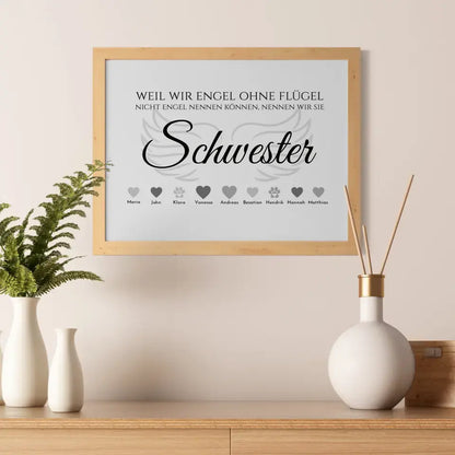 Poster Geschenk Engel ohne Flügel Schwester Personalisiert