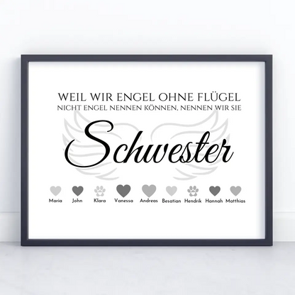 Poster Geschenk Engel ohne Flügel Schwester Personalisiert