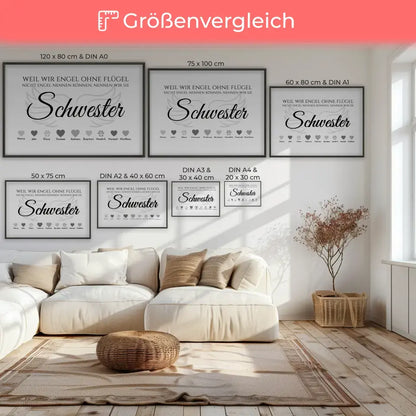 Poster Geschenk Engel ohne Flügel Schwester Personalisiert