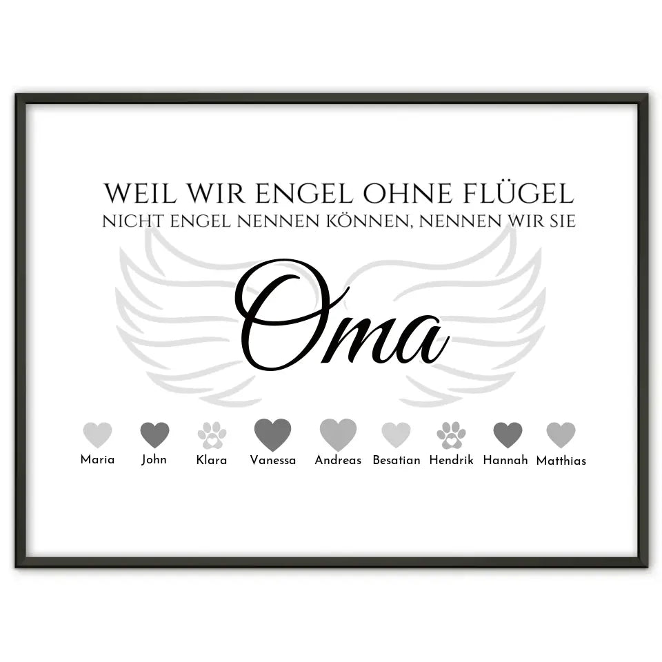 Individuelles Poster Engel ohne Flügel Oma Personalisiert