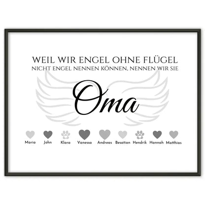 Individuelles Poster Engel ohne Flügel Oma Personalisiert