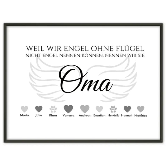 Individuelles Poster Engel ohne Flügel Oma Personalisiert