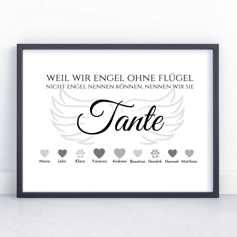 Personalisiertes Poster Engel ohne Flügel Tante