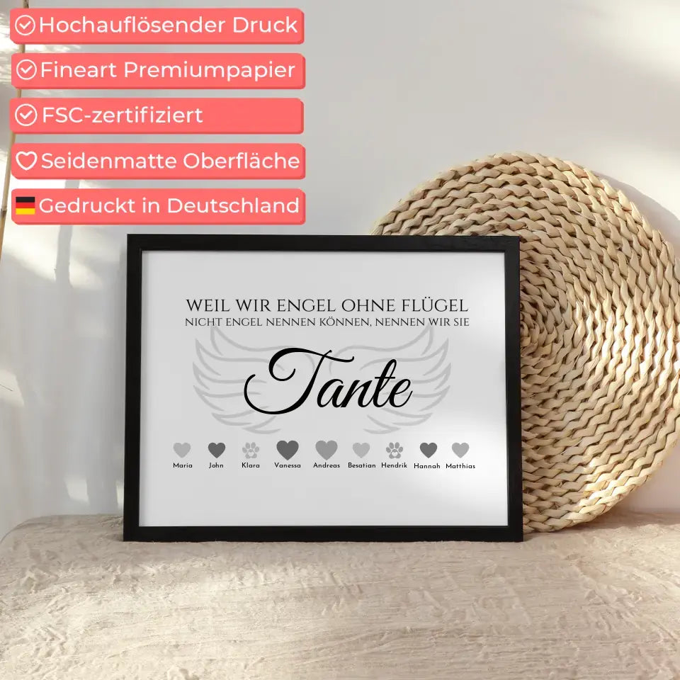 Personalisiertes Poster Engel ohne Flügel Tante