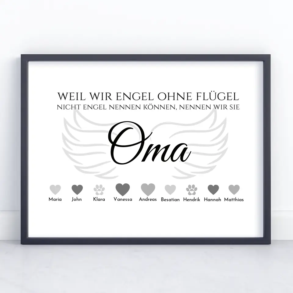 Individuelles Poster Engel ohne Flügel Oma Personalisiert