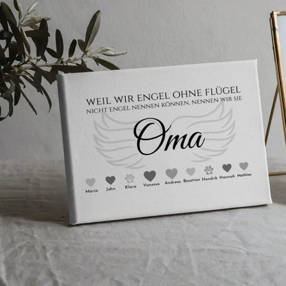 Individuelle Leinwand Engel ohne Flügel Oma Personalisiert