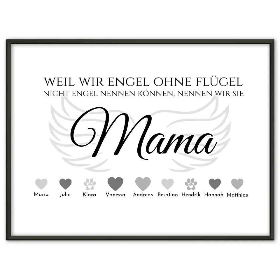 Personalisiertes Poster Engel ohne Flügel Mama