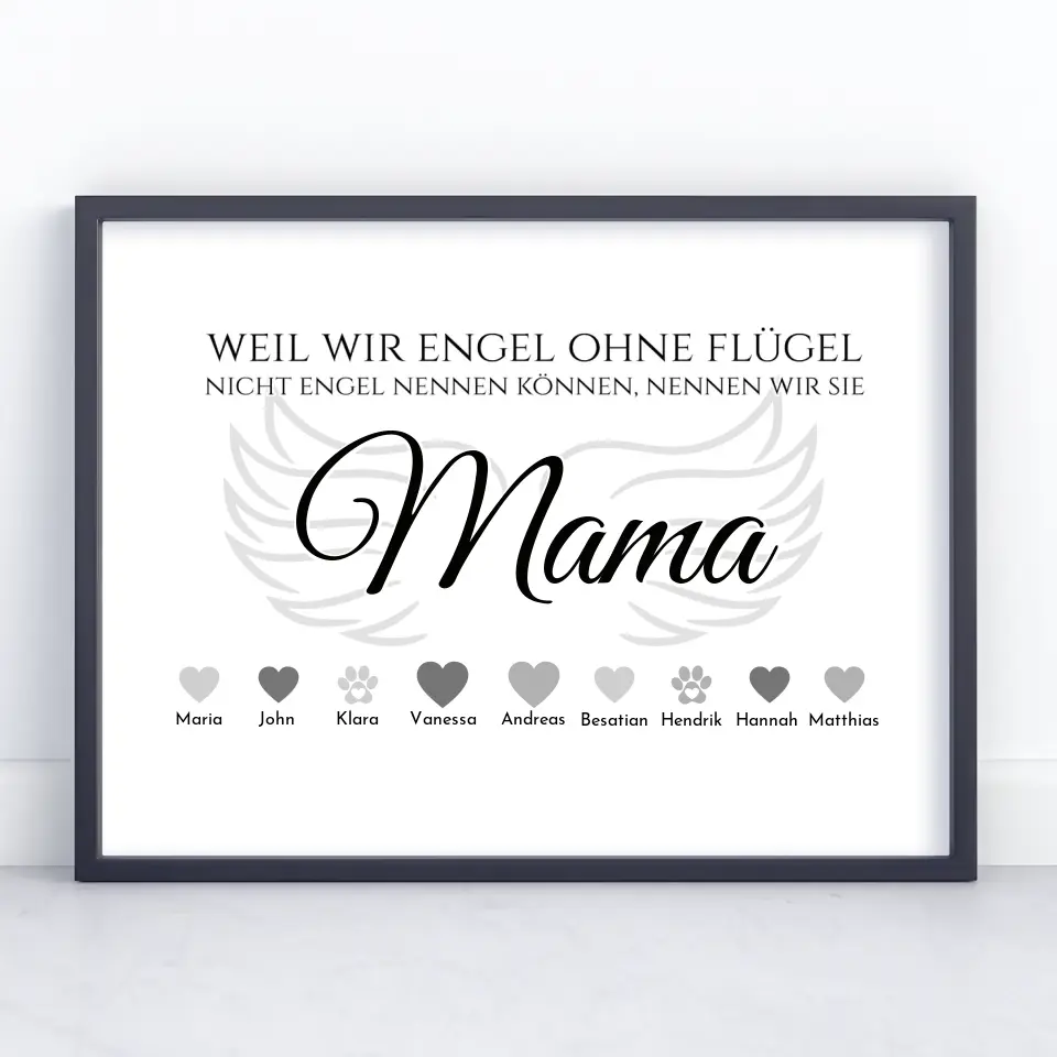 Personalisiertes Poster Engel ohne Flügel Mama