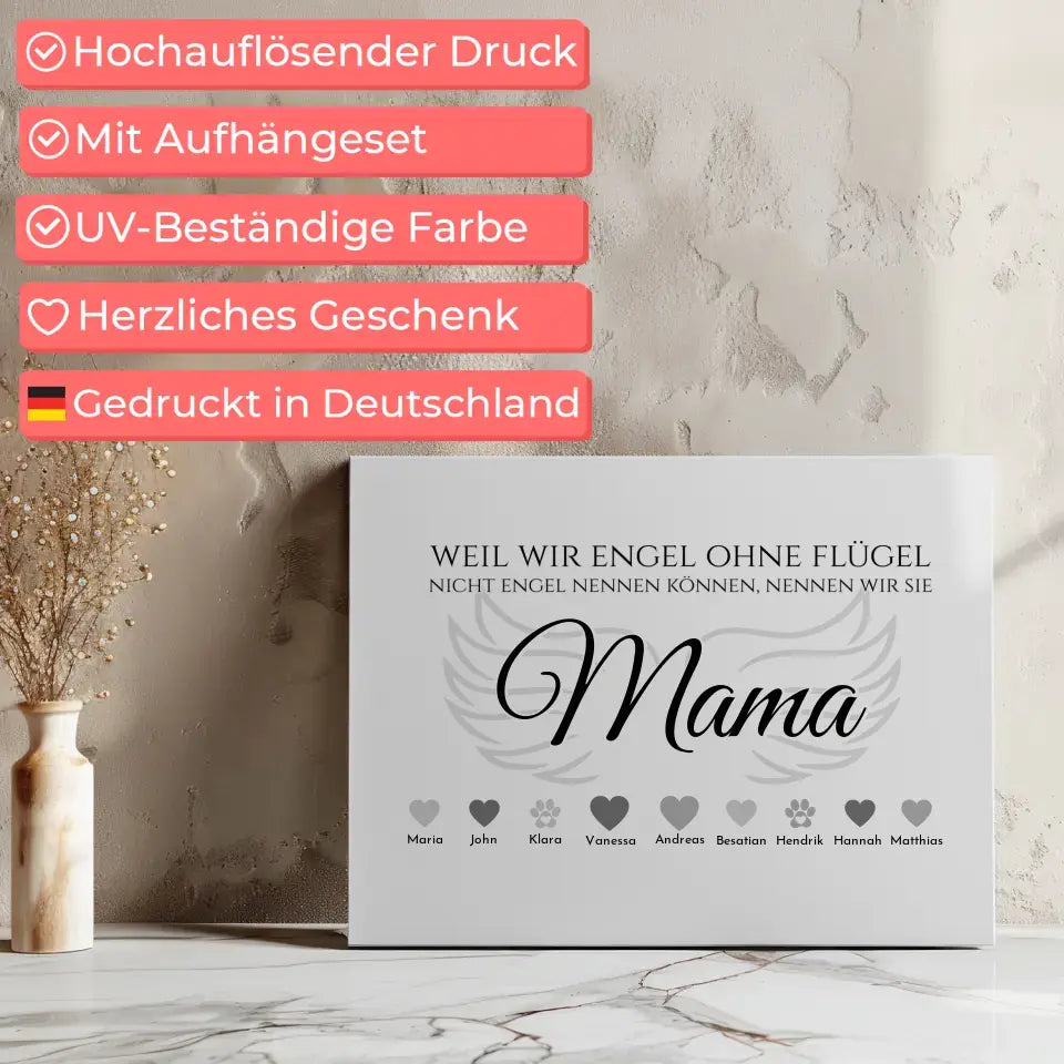 Personalisierte Leinwand Engel ohne Flügel Mama