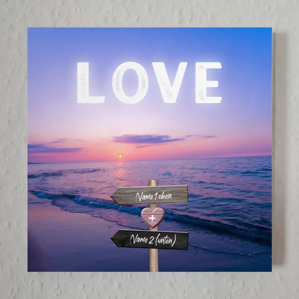 Fotoboard Wegweiser Strand Fotokachel Mit Namen & Spruch oder Wunschtext