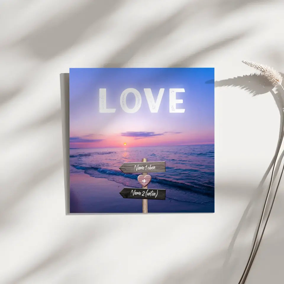 Fotoboard Wegweiser Strand Fotokachel Mit Namen & Spruch oder Wunschtext