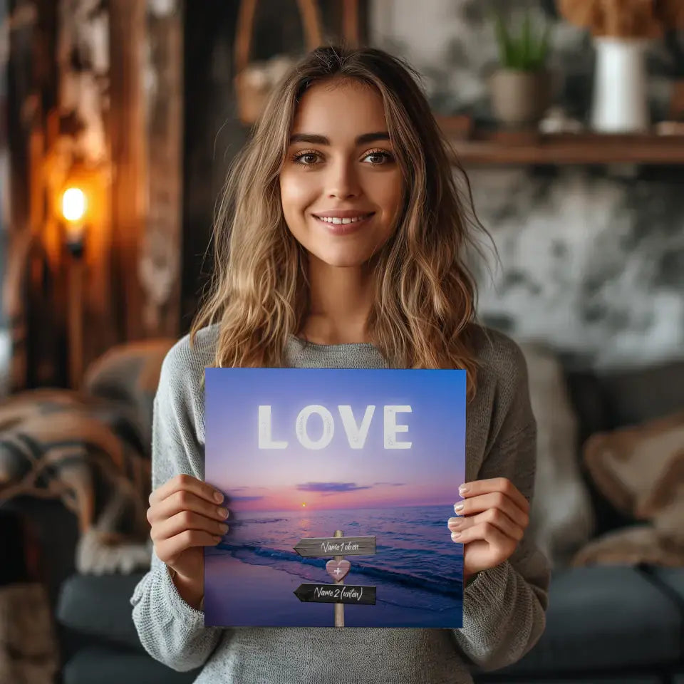 Fotoboard Wegweiser Strand Fotokachel Mit Namen & Spruch oder Wunschtext