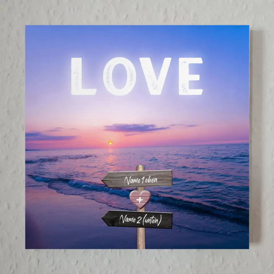 Fotoboard Wegweiser Strand Fotokachel Mit Namen & Spruch oder Wunschtext