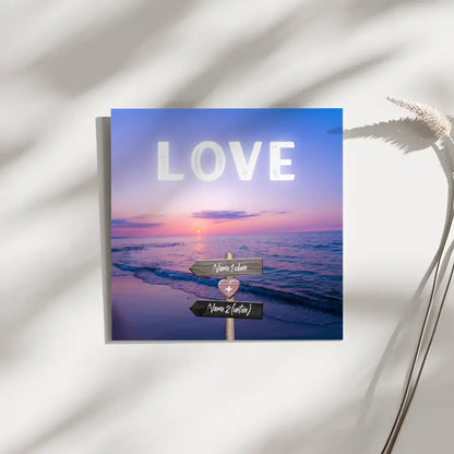 Fotoboard Wegweiser Strand Fotokachel Mit Namen & Spruch oder Wunschtext