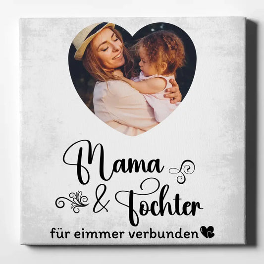 Personalisierte Leinwand Mama Für Herz Foto und Wunschtext