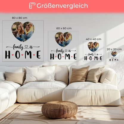 Personalisierte Foto Leinwand Familie Für Herz Foto und Wunschtext